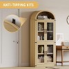 Arched Bookshelf with Doors ，Wooden Display Cabinet Rounded Bookcases for Living Room, Kitchen, Office - 3 of 4