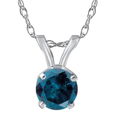 Pompeii3 5/8ct Blue Diamond Solitaire 14K White Gold Pendant