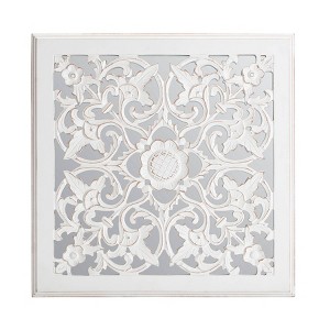 Maia Carved Wall Mirror Medallion White - Brewster - 1 of 4