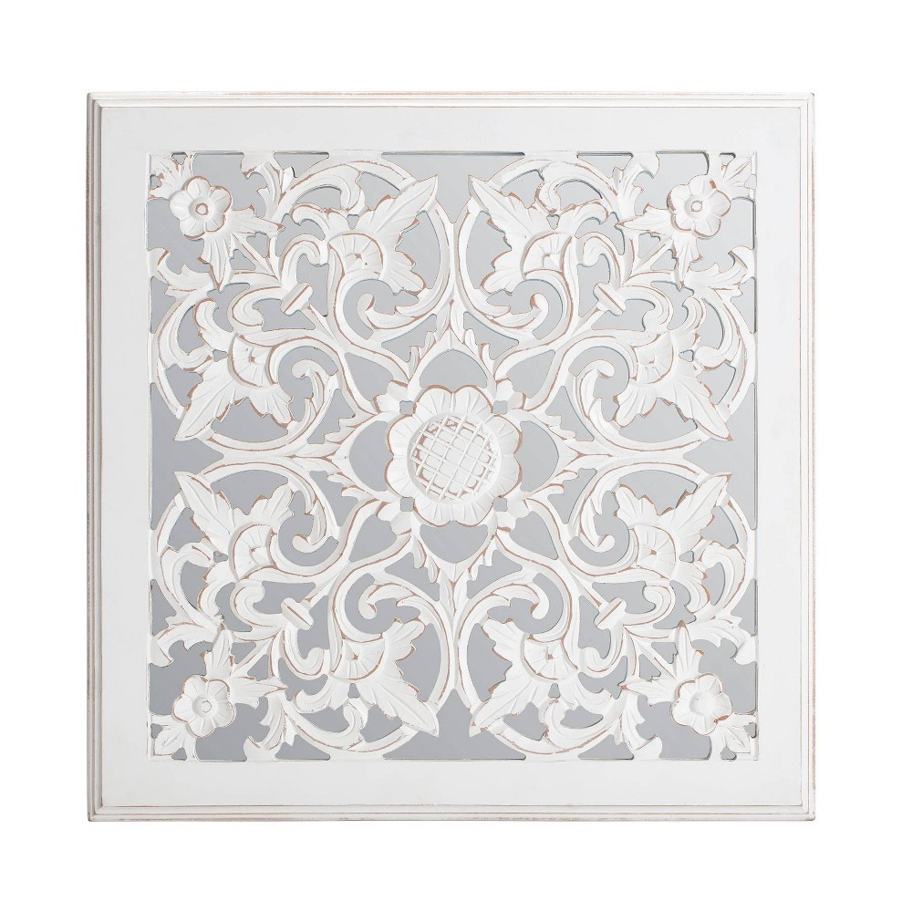 Photos - Wall Mirror Maia Carved  Medallion White - Brewster