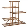 Tangkula 5 Tiers Bamboo Plant Stand for Indoor Plants Multiple Utility Shelf Free Standing Storage Rack Pot Holder Brown/Natural - 3 of 4