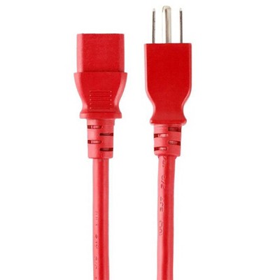 Monoprice 3-Prong Power Cord - 15 Feet - Red, NEMA 5-15P to IEC 60320 C13, 18AWG, 10A/1250W, 125V, For PCs, Monitors, Scanners, and Printers