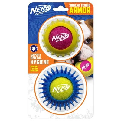 NERF 2.5" Squeak Tennis Armor Dog Toy - 2pk
