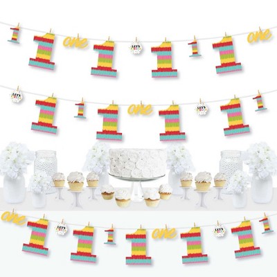 Big Dot of Happiness 1st Birthday Let's Fiesta - Fiesta First Birthday Party DIY Decorations - Clothespin Garland Banner - 44 Pieces