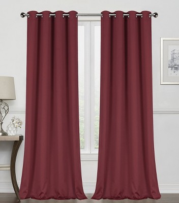 GoodGram 2 Pack Basic Solid Colored Semi Blackout Grommet Top Curtain Panels
