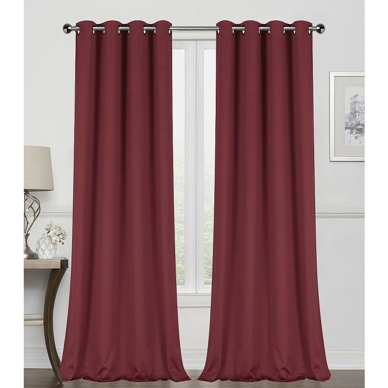 GoodGram 2 Pack Basic Solid Colored Semi Blackout Grommet Top Curtain Panels, 1 of 2