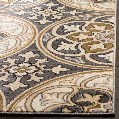 Safavid Style Brown and Beige Synthetic Tufted Area Rug