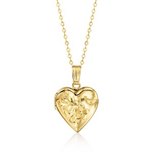 Ross-Simons 10kt Yellow Gold Floral Heart Locket Necklace - 1 of 4
