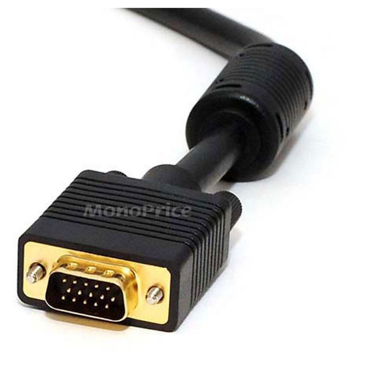 Monoprice Monitor Cable - 3 Feet - Black | Super VGA Male to Female with Ferrites Gold Plated, 3 of 4