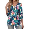 Nlife Women's Casual V Neck Floral Print 3/4 Length Sleeve Blouses Tropical Hawaiian Shirt Tops - 3 of 4