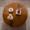 Drum Fluted Modern Round Coffee Table - Mid-Century Circle Center Table with Sturdy Pedestal for Living Room, Bedroom & Farmhouse-- Frevyn - 2 of 4