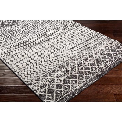 Louise Black and White Geometric Wool Area Rug 3'11" x 5'7"
