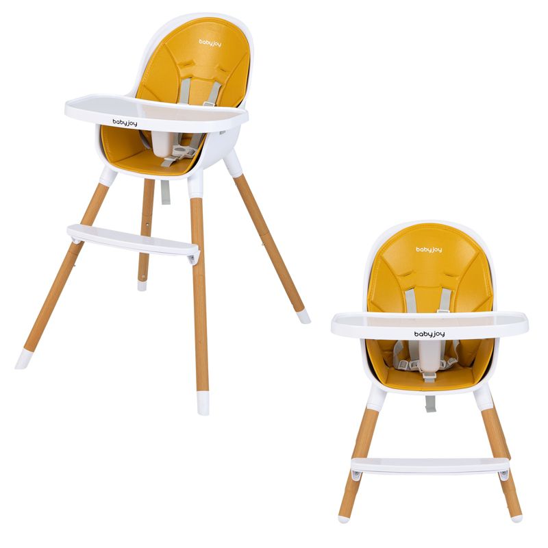Infans 4-in-1 Convertible Baby High Chair Infant Feeding Chair w/Adjustable Tray Yellow, 1 of 10