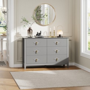 6-Drawer Dresser, Modern Wooden Bedroom Chest of Drawers With Storage Drawers, Farmhouse Style TV Stand for Living Room, Bedroom, Hallway - 1 of 4