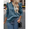 Women's Fall Winter Casual Sweatshirt Long Sleeve Lapel Hooded Solid Sweatshirt Puff Sleeve Drawstring Loose Pullover Tops - 2 of 4