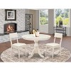 3-Piece Linen White Finish Solid Wood Top - Dining Room Set - Seats 4 - 2 of 4