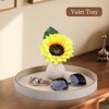 Attop Round Decorative Tray 12 Inch PU Leather Coffee Table Centerpiece Home Decor Ottoman Tray for Jewelry Perfume Keys Beige - 3 of 4