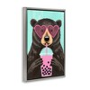 Stupell Industries Bear And Bubble Tea Floating Frame Canvas Art, Gray, 21" x 31" - 2 of 4