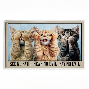 Stupell Industries See No Evil Cats Trio Printed Plush Bathroom Floor Mat, design by Jim Baldwin - 1 of 4