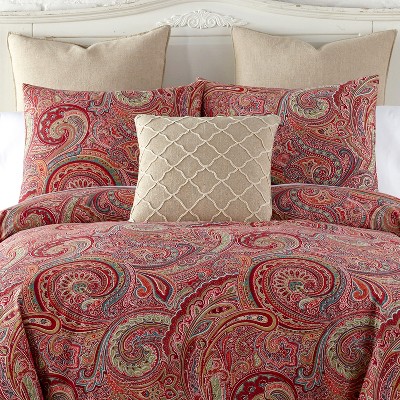 Spruce Red Paisley Cotton Twin Duvet Cover Set