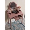Roundhill Furniture Moniya Wood Makeup Vanity Table and Stool Set, Rose Gold - 3 of 4