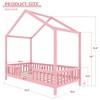 Twin/Full Size Montessori Floor Bed with Canopy, House Shape Toddler Bed Frame with Guardrails, Wood Kids Bed - ModernLuxe - 4 of 4