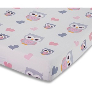 Everyday Kids Baby Girl Fitted Crib Sheet Sweet Owls, 100% Soft Breathable Microfiber, Fits Standard Crib Mattress 28x52 inches, Nursery Sheet - 1 of 3