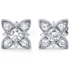 Pompeii3 1ct Lab Created Created Diamond Studs Womens Earring 14K White Gold - 1 of 4