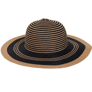 Magid Straw Striped Color Block Floppy Hat - 1 of 1