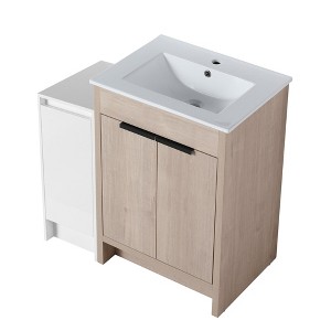 BENCMATE Bathroom Vanities 36 Inch Freestanding Vanity Ceramic Sink Soft Close Door for Bathroom, Beige, 35.8"*18.31"*34.25" - 1 of 4