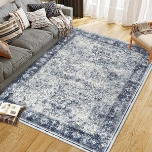 Acekool Washable Vintage Area Rug, Non Slip Soft Low Pile Traditional Distressed Accent Carpet, Foldable Thin Mat for Living Room Bedroom - 1 of 4