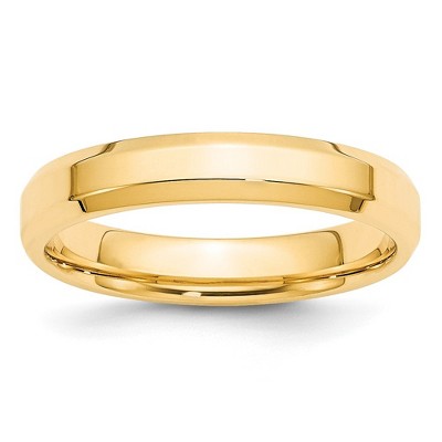 Black Bow Jewelry 4mm 10K White or Yellow Gold Beveled Edge Comfort Fit Band