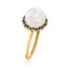 Ross-Simons 9-9.5mm Cultured Pearl and .20 ct. t.w. Sapphire Halo Ring in 14kt Yellow Gold - 3 of 4