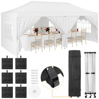 10x20 Pop Up Canopy Tent with 6 Removable Sidewalls, Commercial Heavy Duty Pop Up Canopy Tents for Parties,10x20 Tents with Roller Bag, White
