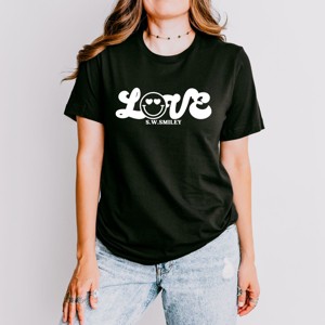 S.W.Smiley Love Cursive - Women's Short Sleeve Graphic T-Shirt - 1 of 4