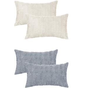 Unique Bargains Decorative Corduroy Solid Modern Throw Pillow Covers Set 4 Pcs - 1 of 4