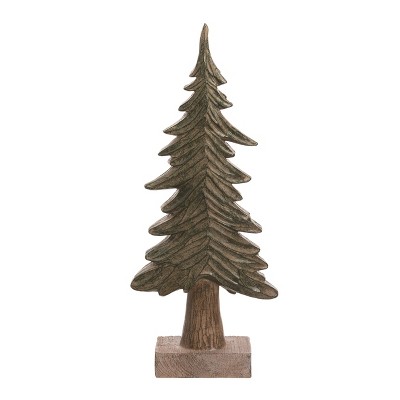 Transpac Resin 20 in. Green Christmas Textured Tree Figurine