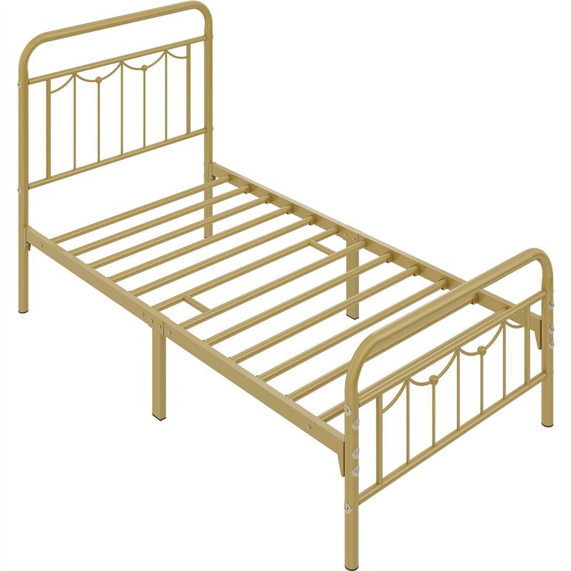 Yaheetech Metal Platform Bed Frame with Vintage Headboard and Footboard, 1 of 8