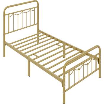 Yaheetech Metal Platform Bed Frame with Vintage Headboard and Footboard