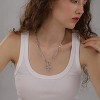 HTUTWOO Cross Necklace for Women Trendy 14K Gold Silver Statement Cross Pendant Charm Necklace Vintage Herringbone Choker Chain Jewelry Gift - 2 of 4