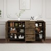 63 Inch Sideboard Buffet Cabinet With Rack Shelf, Coffee Bar Storage With Metal Legs, Divided Display Storage Sideboard With 3 Drawers - 3 of 4
