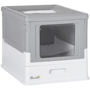 Gulches Fully Enclosed Cat Litter Box,Hooded Cat Litter House with Drawer Type Tray,Foldable Smell Proof Cat Potty,Portable Pet Toilet,Gray - 1 of 4
