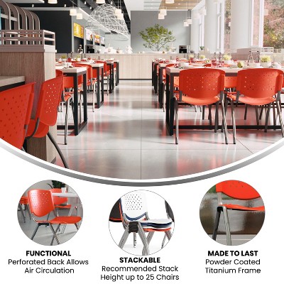 Hercules 880 lb. Capacity Orange Polypropylene Stack Chair with Titanium Frame