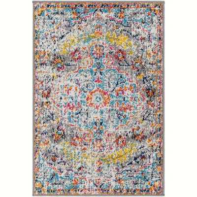 Mark & Day Olivia 6'7"x9' Rectangle Woven Indoor Area Rugs Teal/Beige: Traditional Medallion, Stain-Resistant, Pet Friendly