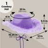 Zodaca Womens Cowboy Hat - Cute, Fluffy, Sparkly Cowgirl Hat with Feathers for Halloween, Birthday, Bachelorette Party (Purple) - 4 of 4