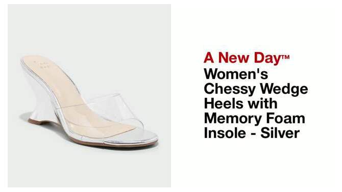 Women's Chessy Wedge Heels with Memory Foam Insole - A New Day™ Silver, 2 of 10, play video
