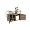 MOEPISY Outdoor Wicker Serving Carts with Cabinet, Patio Serving Cart with Steel Top - 4 of 4