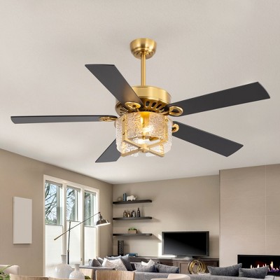 Airsurfer 52" Ceiling Fan with Reversible Motor & Memory Function,Ceiling Fan with 2 Bulb Bases,5 Plywood Blades,Remote Control Included