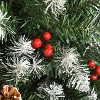 4-7FT Artificial Christmas Tree, PE Deluxe Xmas Tree with Bright Red Berries and Pinecones, Hinged Branches, Metal Stand, Holiday DIY Decoration - 4 of 4