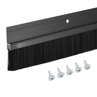 Unique Bargains Aluminum Nylon Door Brush Bottom Sweeps 35.46" x 2.28" Black 1 Pc